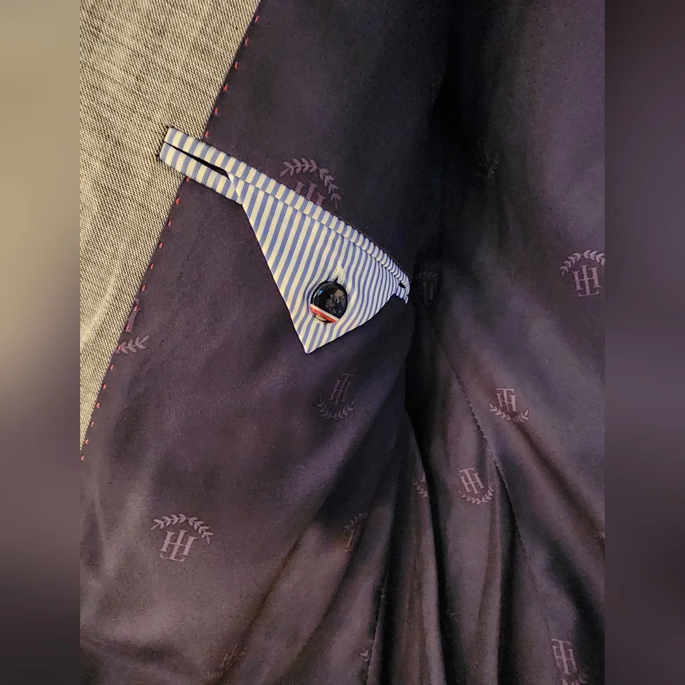 Tommy Hilfiger TH Flex Modern Fit Suit Separate In Blk/Gray/Wht Size 42L